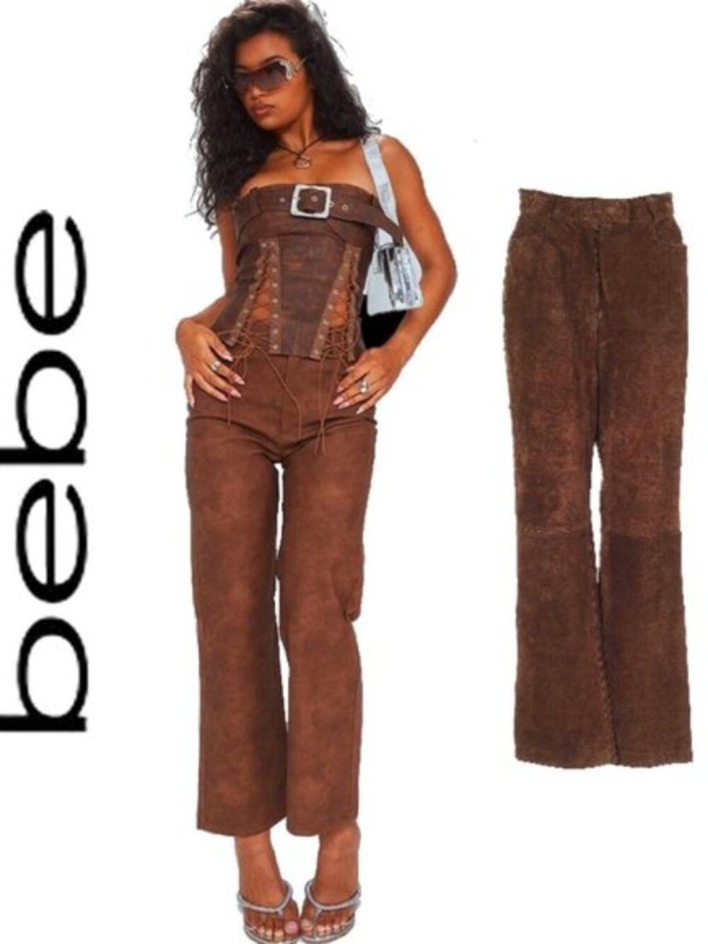 💋BOHO CHIC💋 Vintage Genuine Leather High Waist Pants in Brown